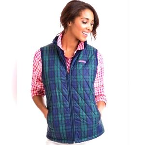 Vineyard Vines Blackwatch Reversible Quilted Sherpa Vest XL